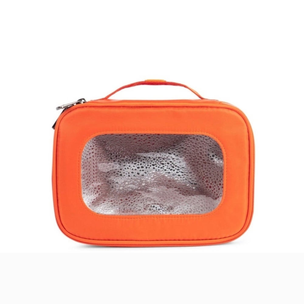 Orange Travel Toiletry Bag with Clear Window